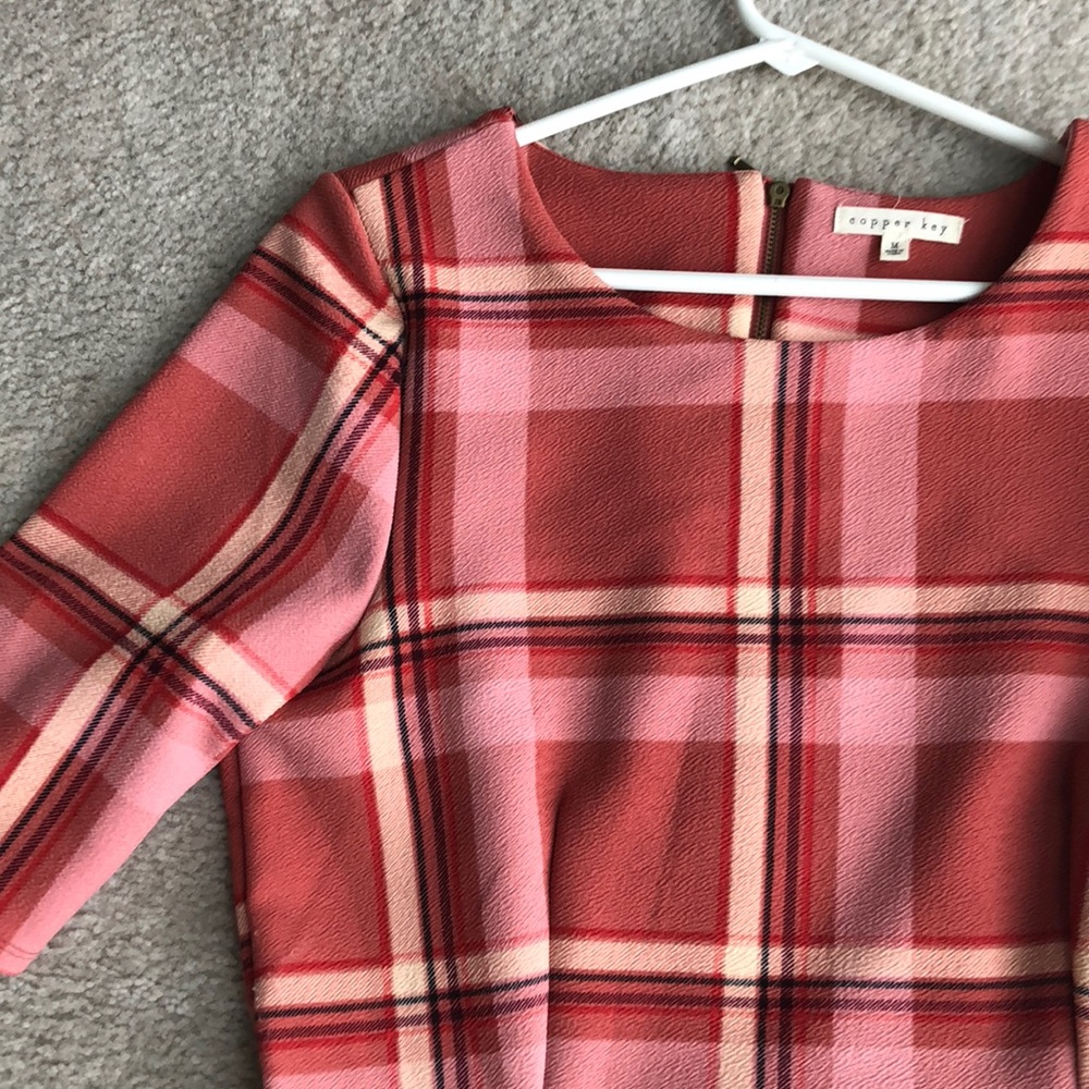 Plaid 3/4 sleeve dress - Picture 5 of 7